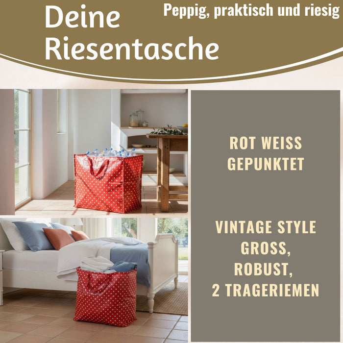 KI-generiertes Bild,XXL Jumbo Bag Dot´s Rot Weiß 55cm Aufbewahrungstasche Einkaufstasche