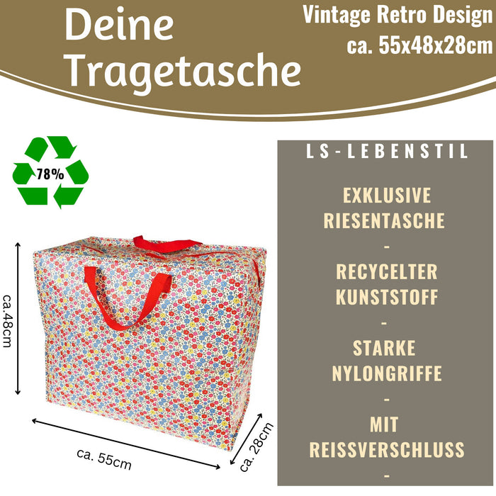 KI-generiertes Bild,XXL Jumbo Bag Tilde bunte Blumen 55cm Aufbewahrungstasche Einkaufstasche