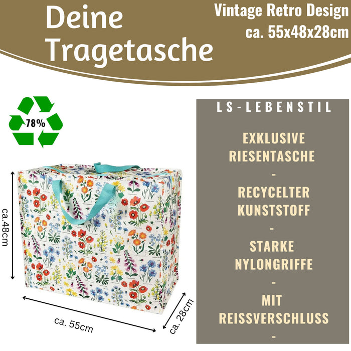 KI-generiertes Bild,XXL Jumbo Bag Wild Flowers 55cm Aufbewahrungstasche Einkaufstasche