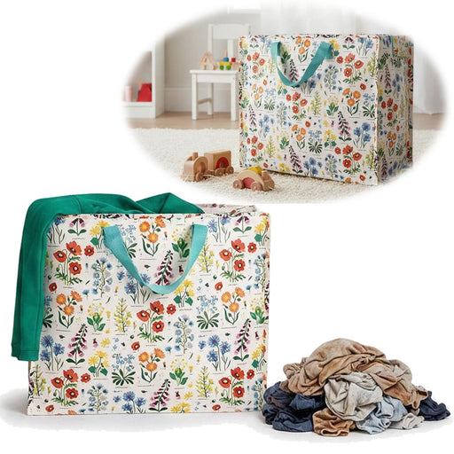 KI-generiertes Bild XXL Jumbo Bag Wild Flowers 55cm Recycelt Kunststoff Aufbewahrungstasche Einkaufstasche