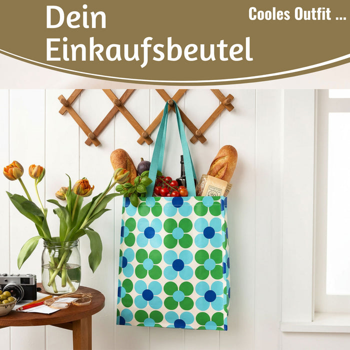 KI-generiertes Bild,Shopper Einkaufstasche Daisy Blau Grün faltbar Strandtasche Tragetasche