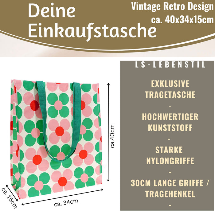 KI-generiertes Bild,Shopper Einkaufstasche Daisy Pink Grün faltbar Strandtasche Tragetasche