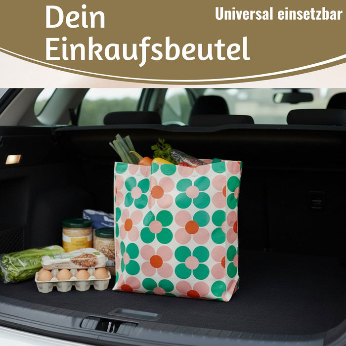 KI-generiertes Bild,Shopper Einkaufstasche Daisy Pink Grün faltbar Strandtasche Tragetasche