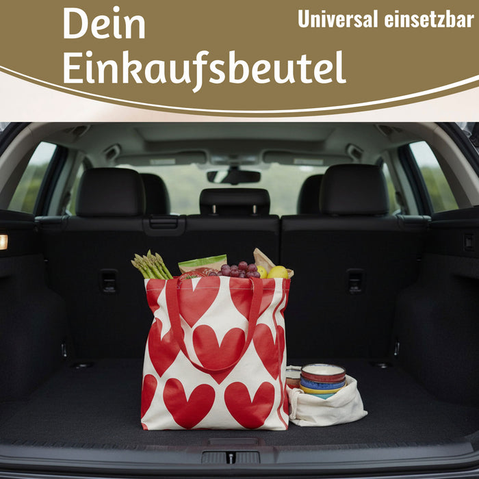 KI-generiertes Bild,Shopper Einkaufstasche Herzen Rot Weiß faltbar Strandtasche Tragetasche