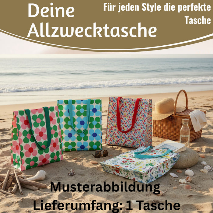 KI-generiertes Bild,Shopper Einkaufstasche Herzen Rot Weiß faltbar Strandtasche Tragetasche