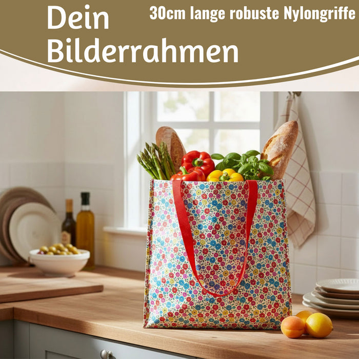 KI-generiertes Bild,Shopper Einkaufstasche Tilde Blumen faltbar Strandtasche Tragetasche