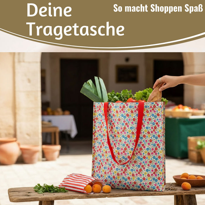 KI-generiertes Bild,Shopper Einkaufstasche Tilde Blumen faltbar Strandtasche Tragetasche