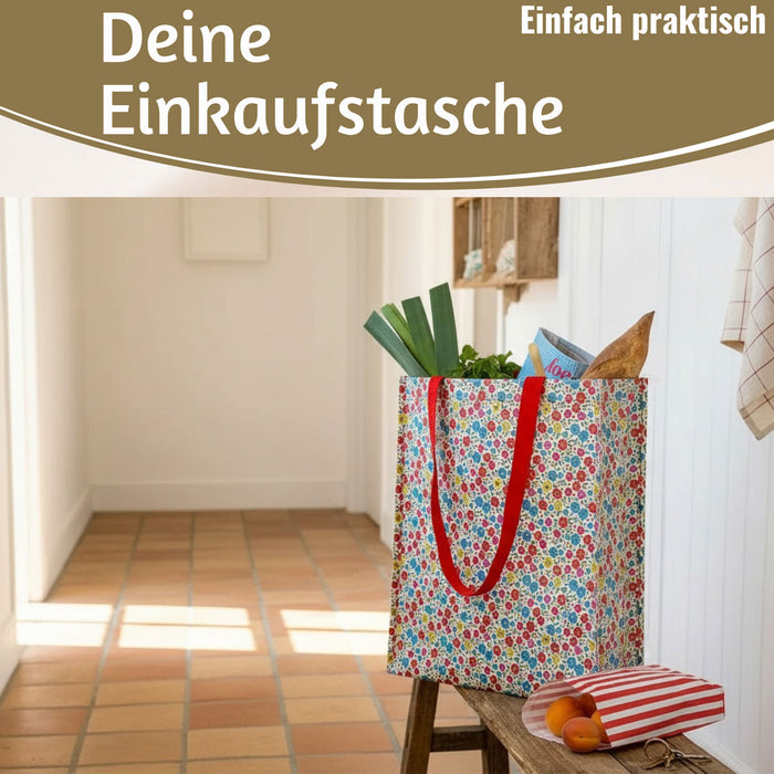 KI-generiertes Bild,Shopper Einkaufstasche Tilde Blumen faltbar Strandtasche Tragetasche