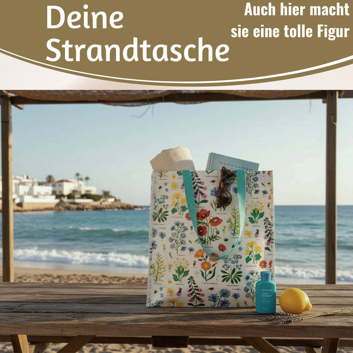 KI-generiertes Bild,Shopper Einkaufstasche Wild Flowers faltbar Strandtasche Tragetasche