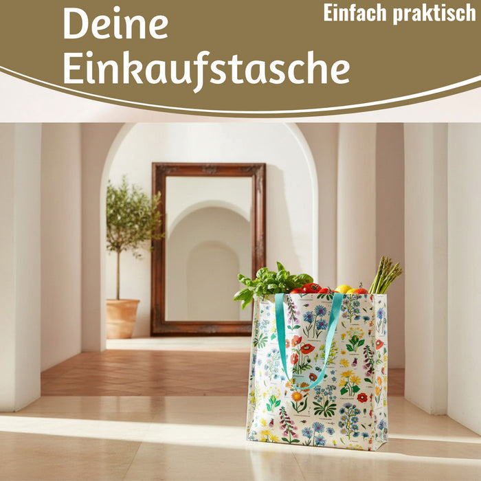 KI-generiertes Bild,Shopper Einkaufstasche Wild Flowers faltbar Strandtasche Tragetasche