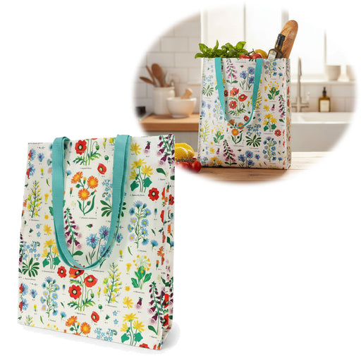 KI-generiertes Bild Retro Shopper Einkaufstasche Wild Flowers faltbar Strandtasche Tragetasche