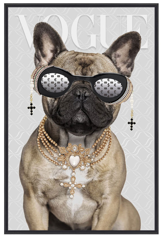 KI-generiertes Bild,Wandbild französische Bulldogge 40x60cm Vogue Diamant Natur Kunstdruck Leinwand