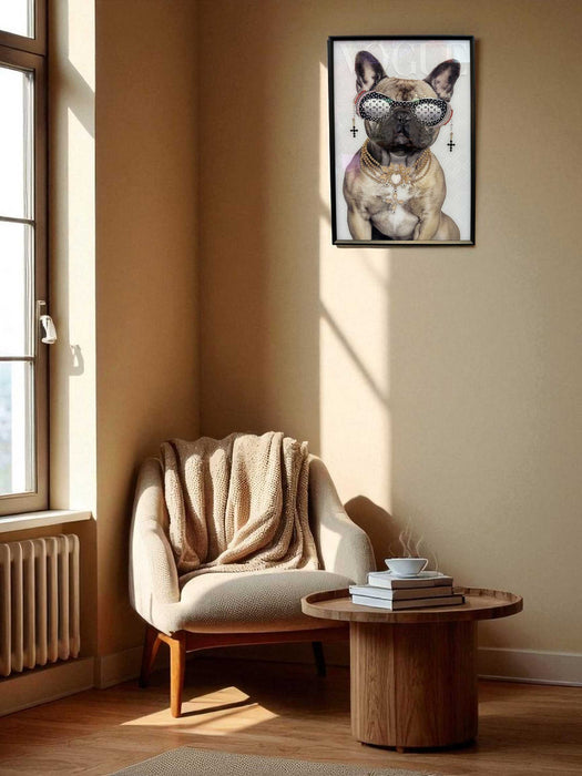 KI-generiertes Bild,Wandbild französische Bulldogge 40x60cm Vogue Diamant Natur Kunstdruck Leinwand