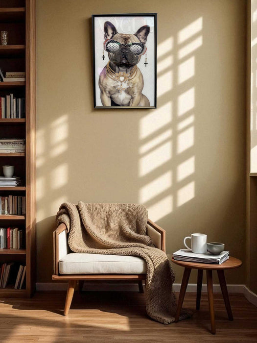 KI-generiertes Bild,Wandbild französische Bulldogge 40x60cm Vogue Diamant Natur Kunstdruck Leinwand