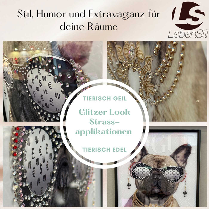 KI-generiertes Bild,Wandbild französische Bulldogge 40x60cm Vogue Diamant Natur Kunstdruck Leinwand