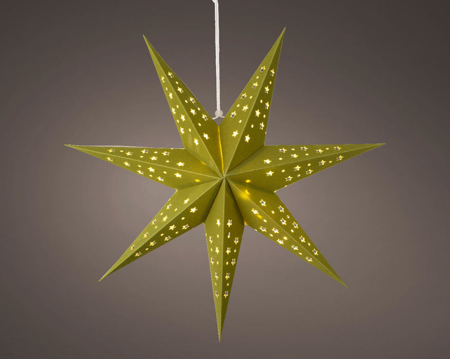 KI-generiertes Bild,3D Samt Leuchtstern Ø 40cm Grün 10 LED Beleuchtet Weihnachtsstern Papierstern