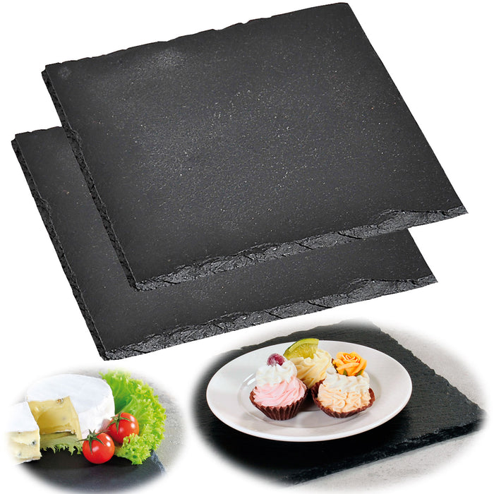 KI-generiertes Bild Schieferplatte 2´er Set 20x20cm Servierplatte Schieferteller Tischset Sushi Deko