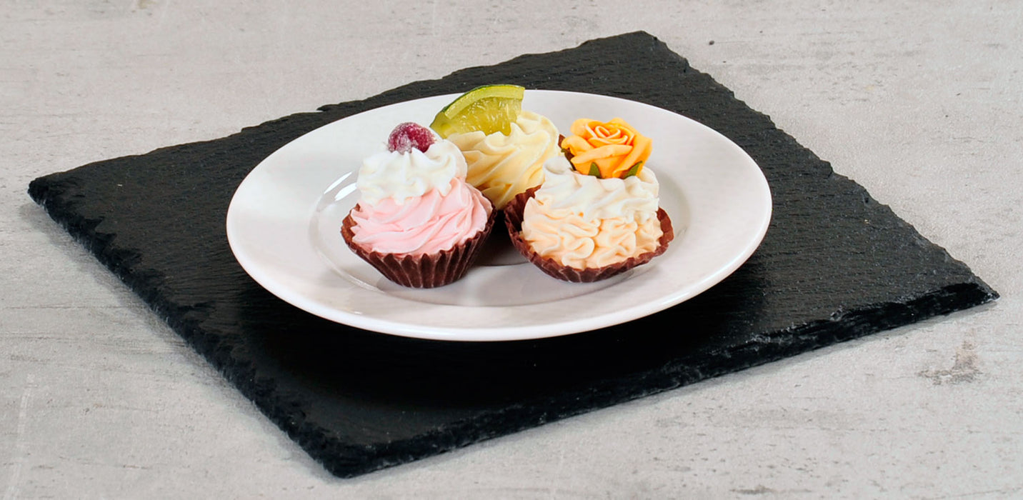 KI-generiertes Bild,Schieferplatte 2´er Set 20x20cm Servierplatte Schieferteller Tischset Sushi Deko
