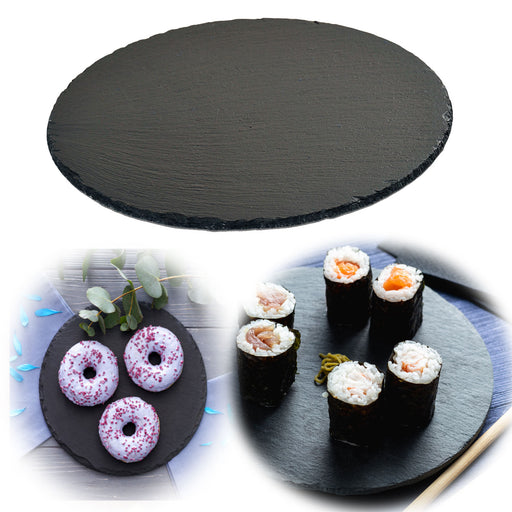 KI-generiertes Bild Schieferplatte Servierplatte 20x20cm Rund Tafelplatte Schieferteller Sushi