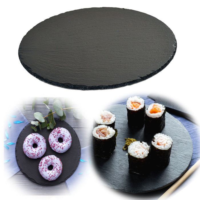 KI-generiertes Bild Schieferplatte Servierplatte 20x20cm Rund Tafelplatte Schieferteller Sushi