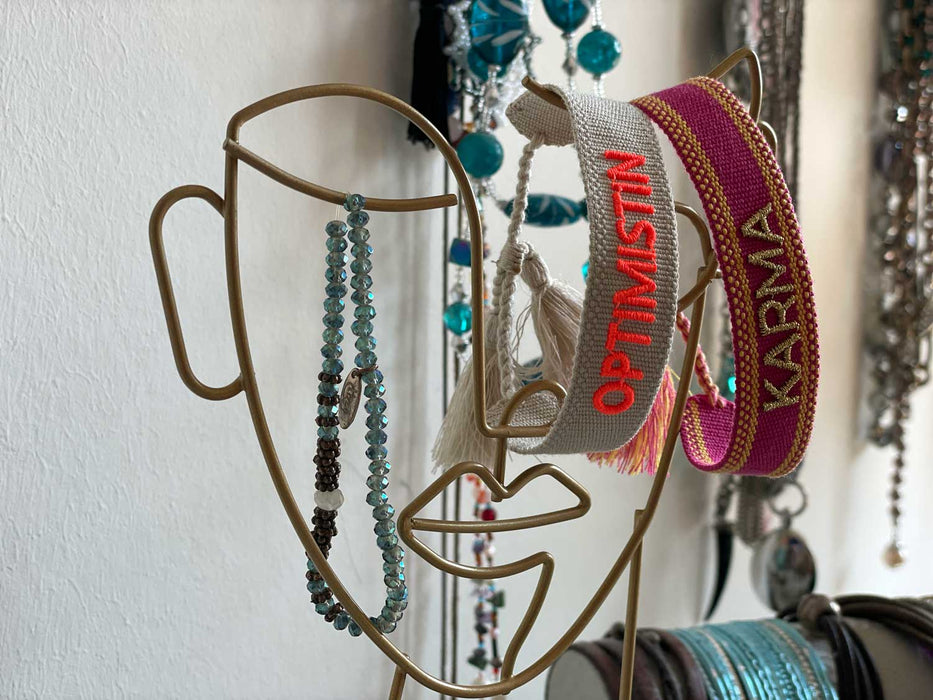 KI-generiertes Bild,Schmuckständer Mailand 37cm Gesicht Gold Schmuckhalter Antik Armbandständer