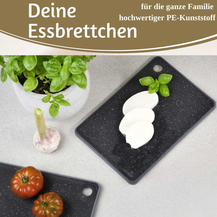 KI-generiertes Bild,2x Brettchen Essbrettchen Frühstücksbrettchen 23x16cm Granit Optik Kunststoff