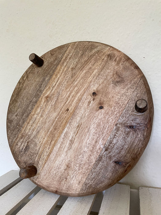 KI-generiertes Bild,XL Mango Holz Servierteller 37cm Rund Serviertablett Deko Tablett Servierplatte