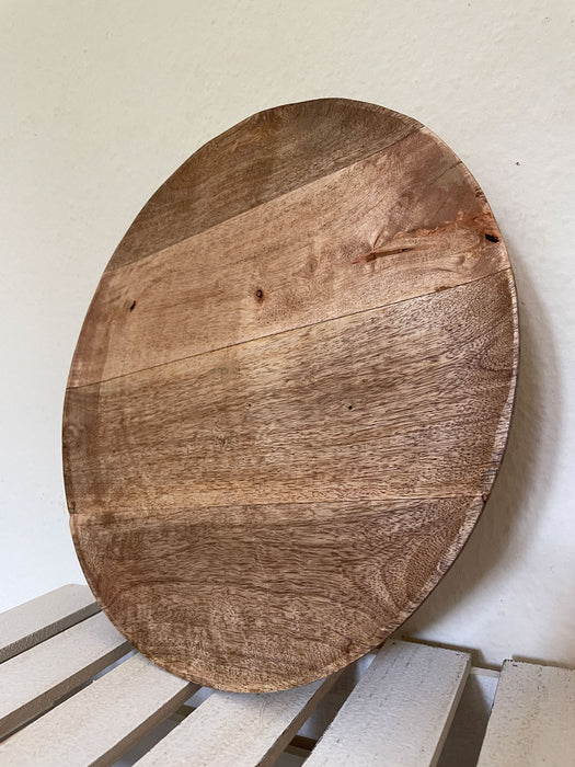 KI-generiertes Bild,XL Mango Holz Servierteller 37cm Rund Serviertablett Deko Tablett Servierplatte