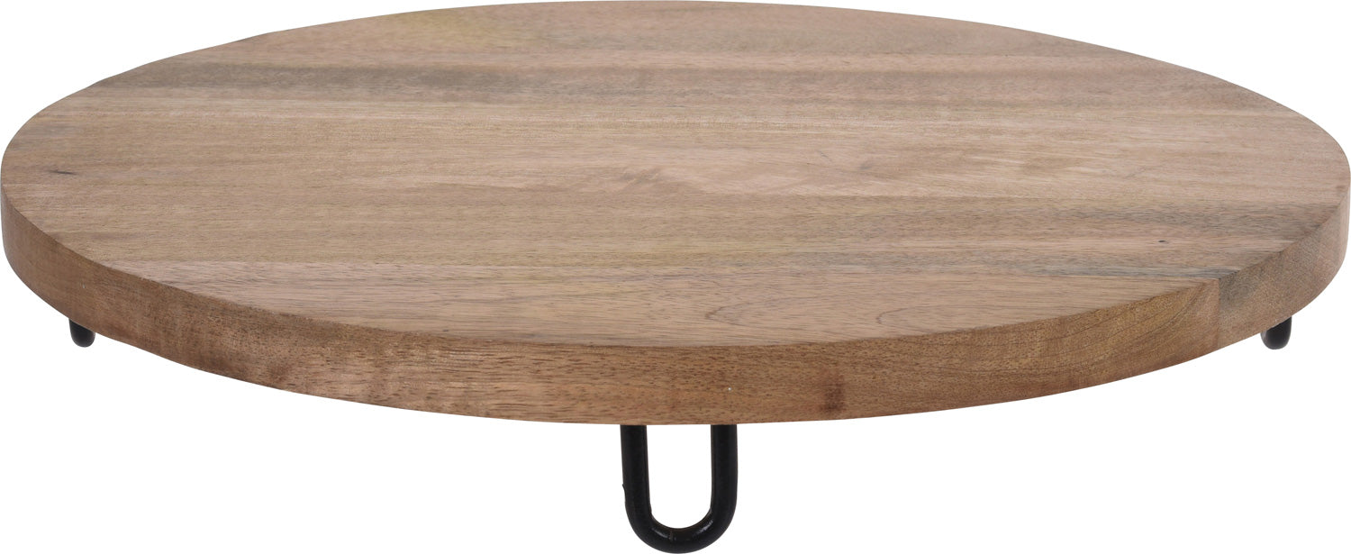 KI-generiertes Bild,Mango Holz Serviertablett 30cm Rund Massiv 4 Füße Rund Servierbrett Schneidebrett
