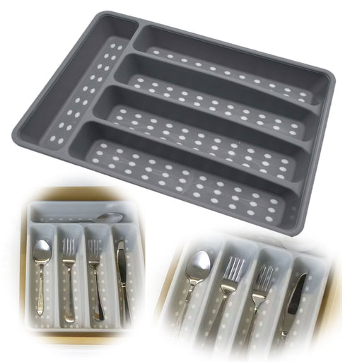 KI-generiertes Bild Schubladeneinsatz Besteckkasten 32x23cm Grau Besteckbox Organizer Non Slip