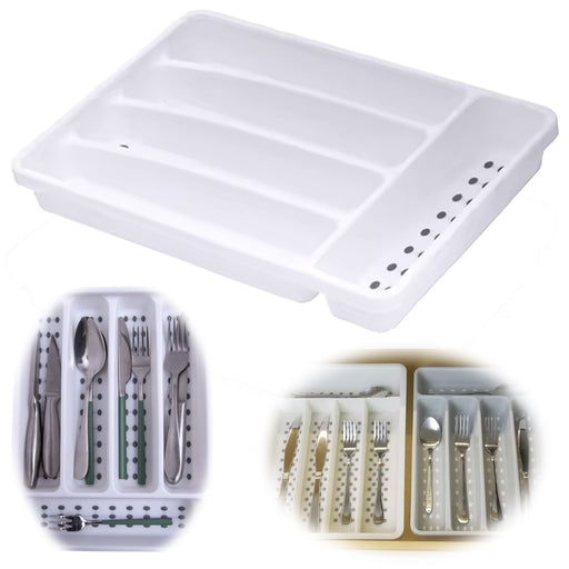 KI-generiertes Bild Schubladeneinsatz Besteckkasten 32x23cm Weiß Besteckbox Organizer Non Slip