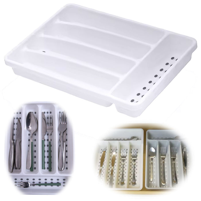 KI-generiertes Bild Schubladeneinsatz Besteckkasten 32x23cm Weiß Besteckbox Organizer Non Slip