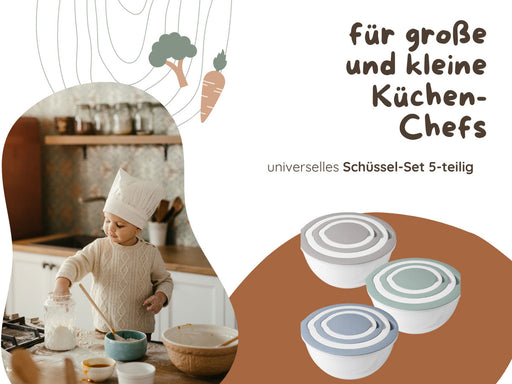KI-generiertes Bild,5-fach Rührschüssel Set 0,4-4,4L Rund stapelbar mit Deckel Küche Salatschüssel