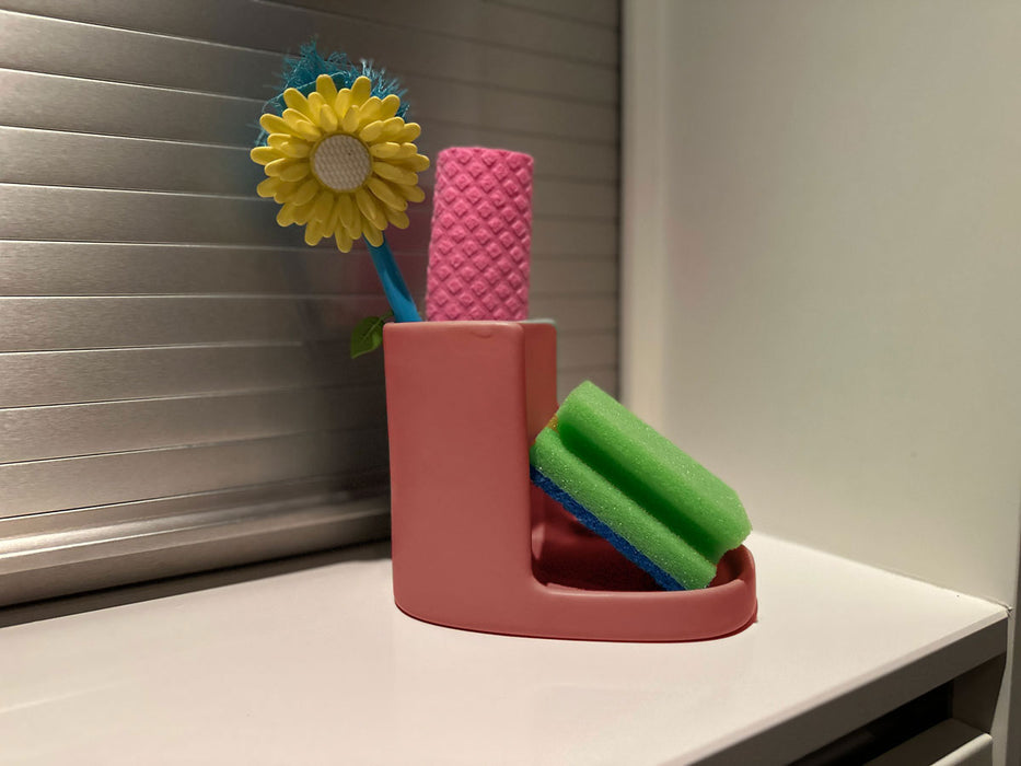 KI-generiertes Bild,Design Spülbecken Organizer Alt Rosa Waschbecken Schwammhalter Schwammablage