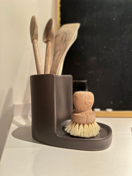 KI-generiertes Bild,Design Spülbecken Organizer Grau Braun Waschbecken Schwammhalter Schwammablage