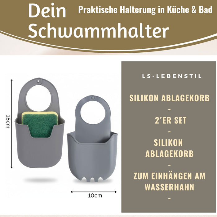 KI-generiertes Bild,Silikon Schwammhalter 2´er Set Wasserhahn Halterung für Küchenspüle Waschbecken