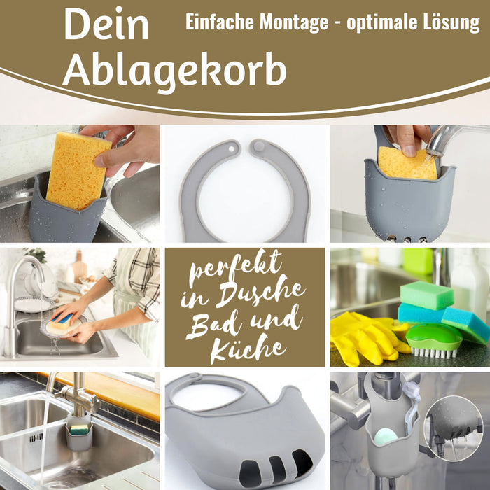 KI-generiertes Bild,Silikon Schwammhalter 2´er Set Wasserhahn Halterung für Küchenspüle Waschbecken