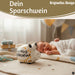 KI-generiertes Bild,Keramik Sparschwein Spruch Luxus Schwein Weiß Gold Spardose Sparbüchse