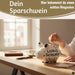 KI-generiertes Bild,Keramik Sparschwein Spruch Luxus Schwein Weiß Gold Spardose Sparbüchse
