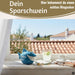KI-generiertes Bild,Keramik Sparschwein Spruch Finanz-Hai Blau Weiß Gold Spardose Sparbüchse