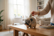 KI-generiertes Bild,Keramik Hunde Spardose Mops 13cm Sparbüchse Sparschwein abschließbar Geschenk