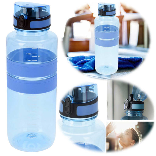 KI-generiertes Bild XL Sportflasche Trinkflasche 1500ml Blau Wasserflasche auslaufsicherer Klappdeckel
