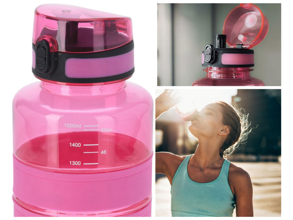 KI-generiertes Bild,XL Sportflasche Trinkflasche 1500ml Rot Pink Wasserflasche auslaufsicherer Klappdeckel