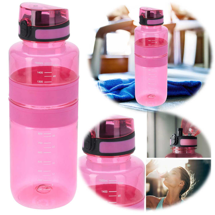 KI-generiertes Bild XL Sportflasche Trinkflasche 1500ml Rot Pink Wasserflasche auslaufsicherer Klappdeckel