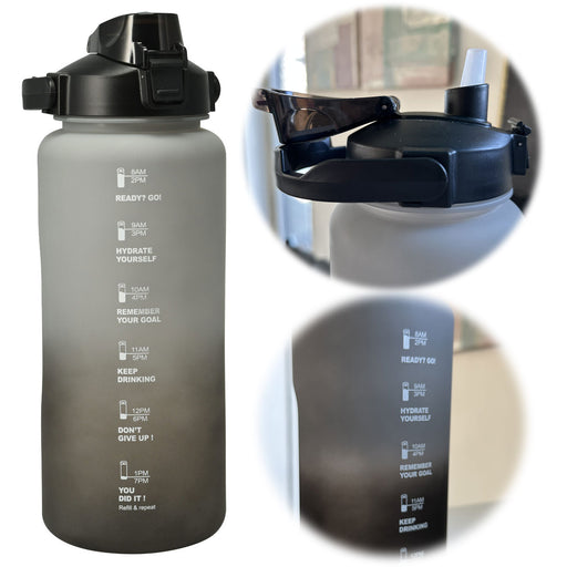 KI-generiertes Bild XXL Wasserflasche 2000ml Grau Sportflasche Trinkflasche Klappdeckel auslaufsicher