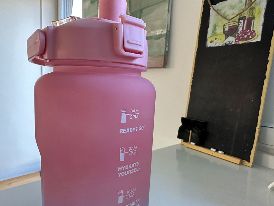 KI-generiertes Bild,XXL Wasserflasche 2000ml Blau Sportflasche Trinkflasche Klappdeckel auslaufsicher