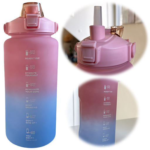 KI-generiertes Bild XXL Wasserflasche 2000ml Blau Sportflasche Trinkflasche Klappdeckel auslaufsicher