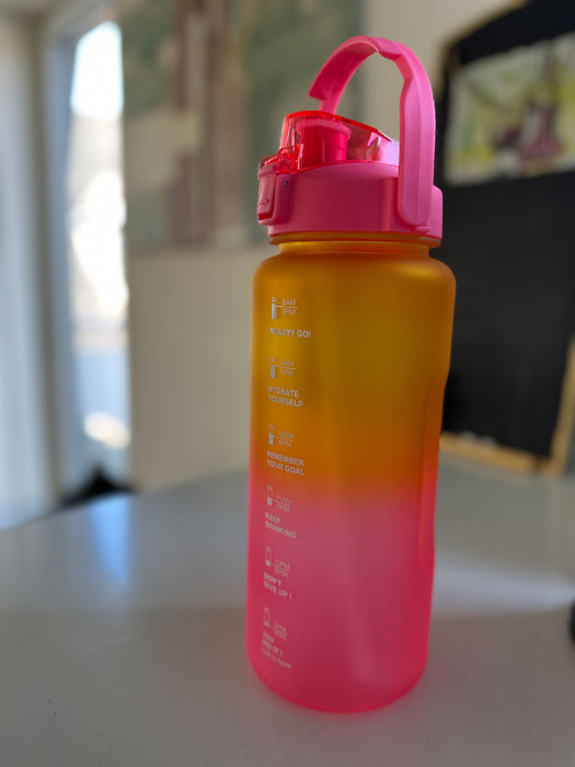 KI-generiertes Bild,XXL Wasserflasche 2000ml Pink Sportflasche Trinkflasche Klappdeckel auslaufsicher