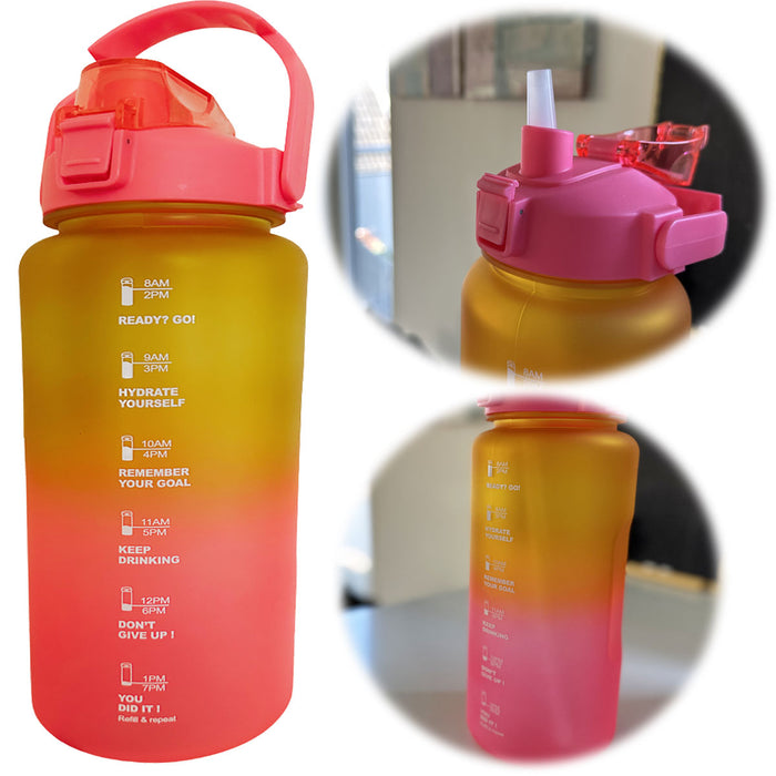 KI-generiertes Bild XXL Wasserflasche 2000ml Pink Sportflasche Trinkflasche Klappdeckel auslaufsicher