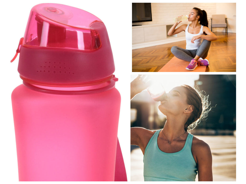 KI-generiertes Bild,Sportflasche Trinkflasche 650ml Rot Pink Wasserflasche auslaufsicherer Klappdeckel